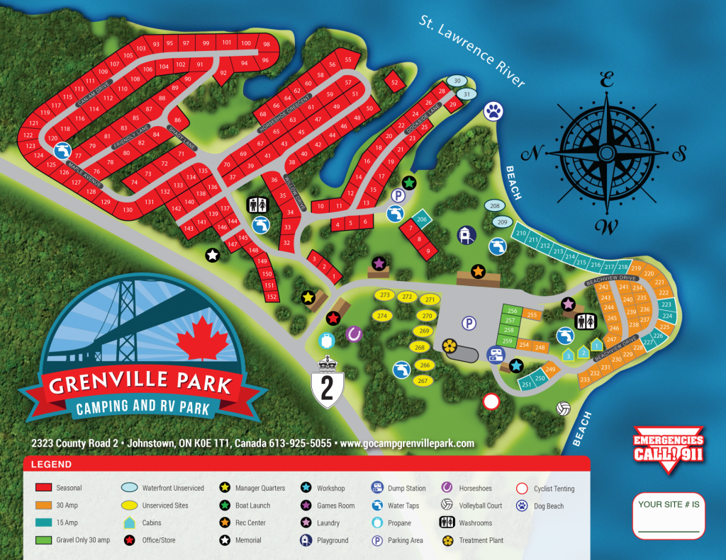 Park Map Grenville Park Site Map 200 Camp Sites